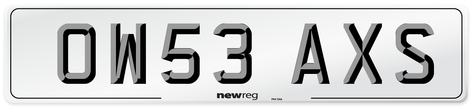 OW53 AXS Number Plate from New Reg
